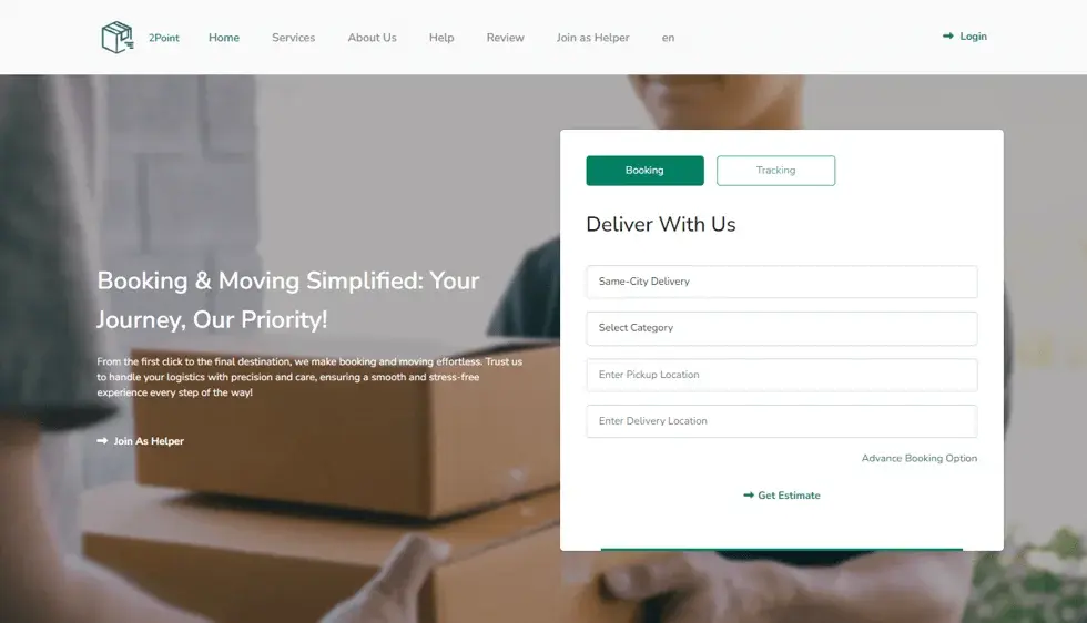 2 Point Delivery website portfolio screenshot