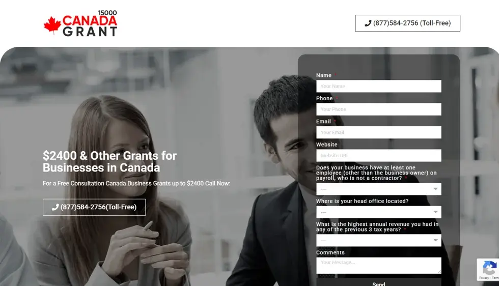 Canada 15000 Grant website portfolio screenshot