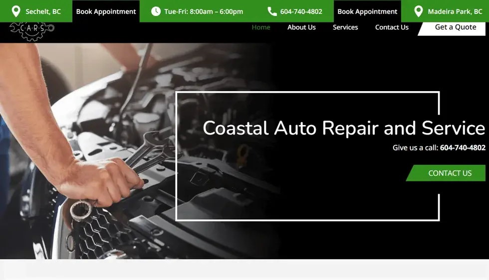 Coastal Auto Repair website portfolio screenshot