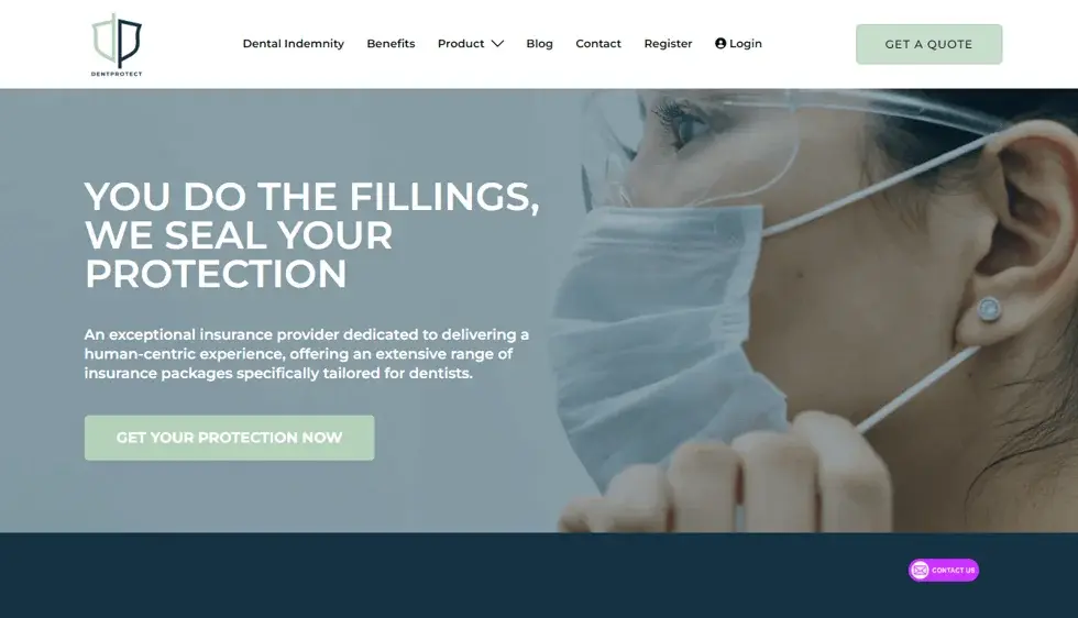 Dent Protect website portfolio screenshot