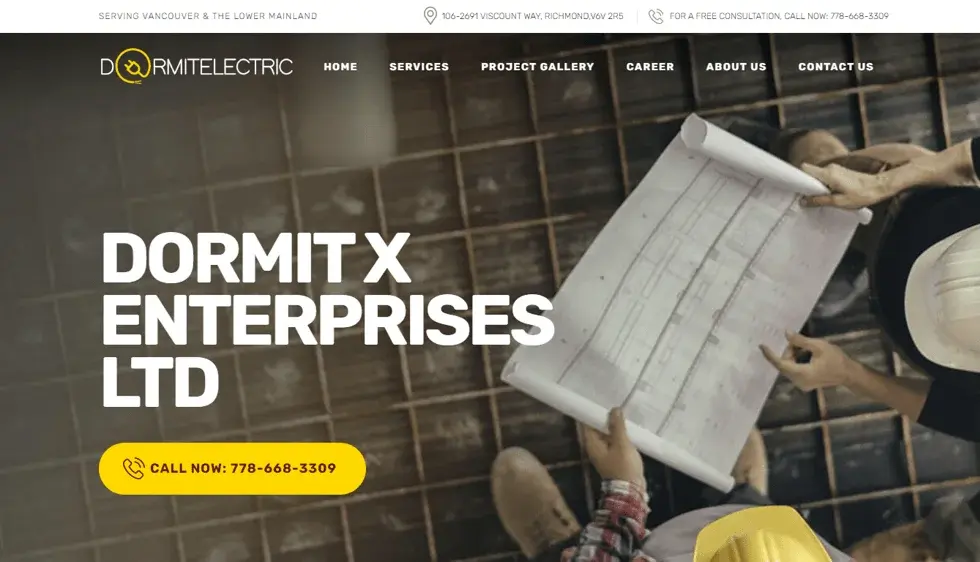 Dormitx Electric website portfolio screenshot