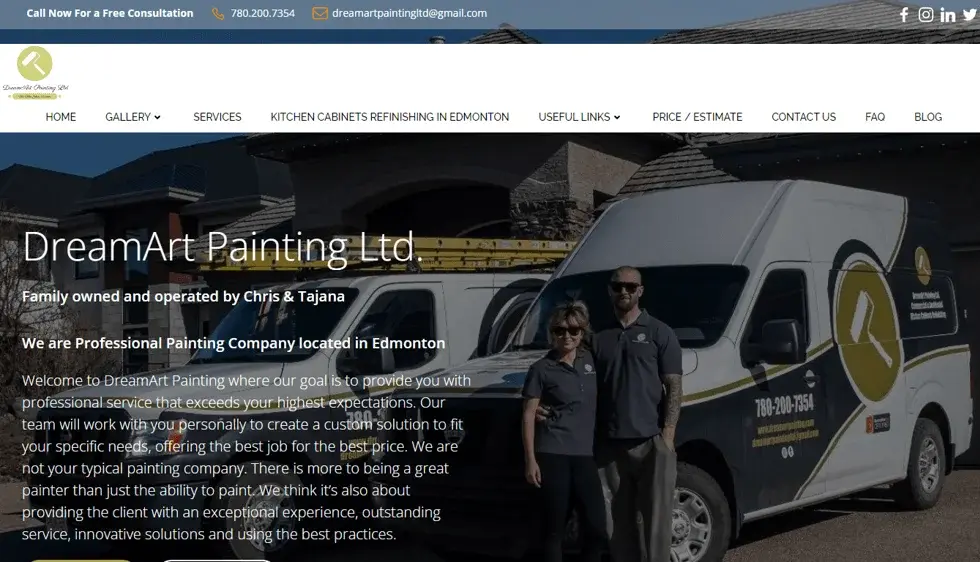 Dream Art Painting website portfolio screenshot