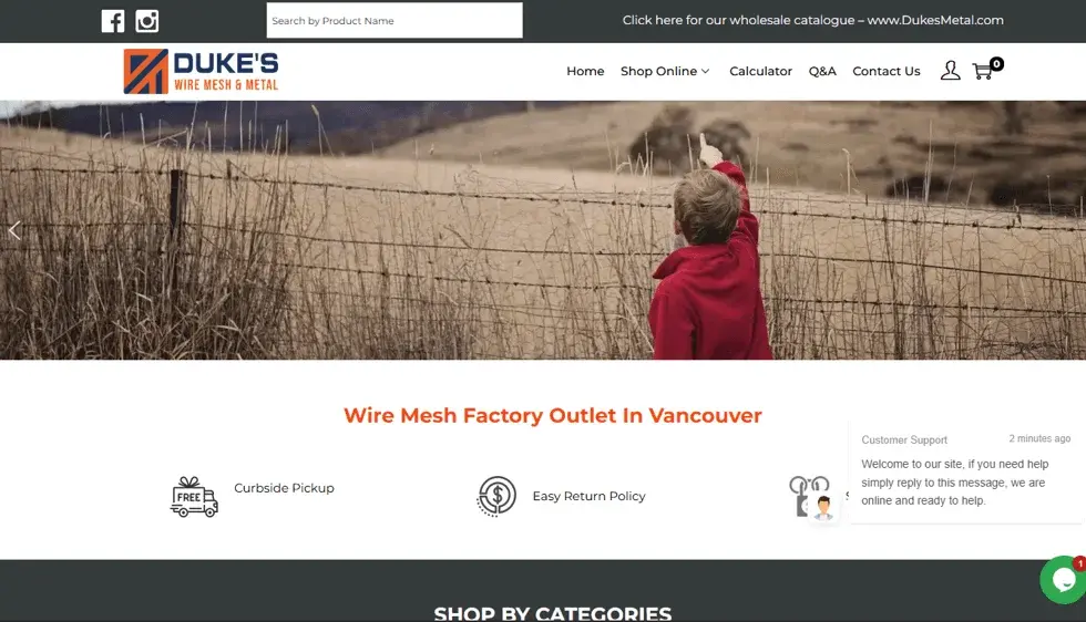 Dukes Wire Mesh website portfolio screenshot