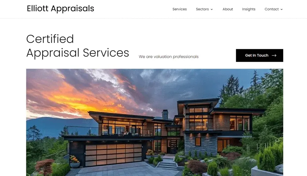 Elliott Appraisals website portfolio screenshot