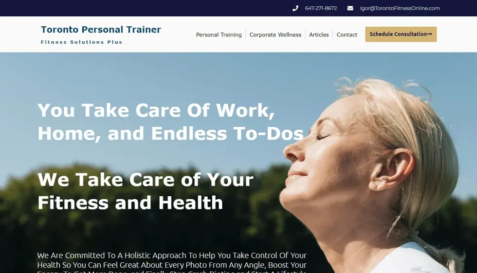 Fitness Solutions Plus website portfolio screenshot