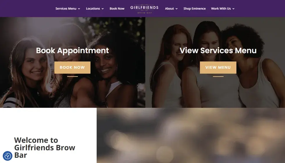 GF Brow Bar website portfolio screenshot