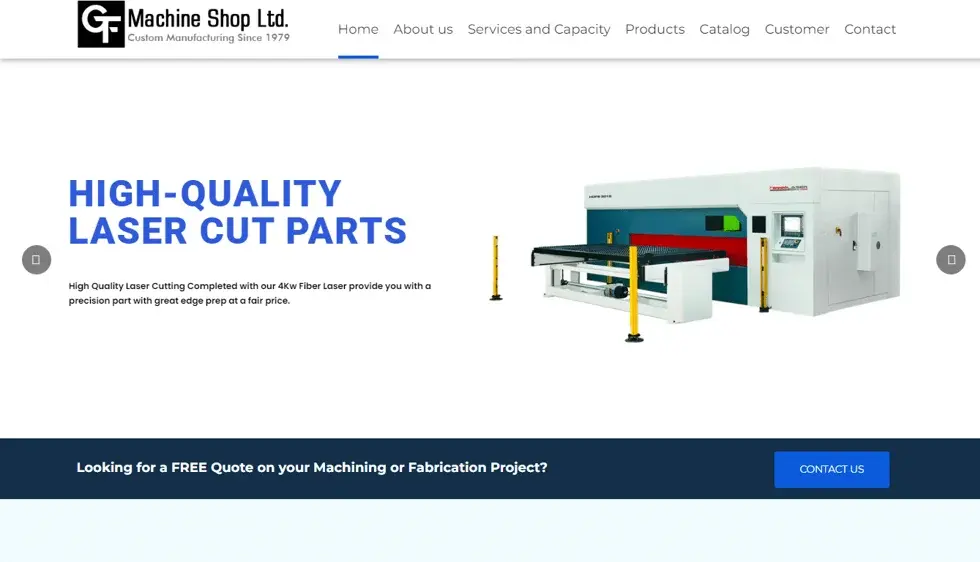 GF Machine Shop website portfolio screenshot