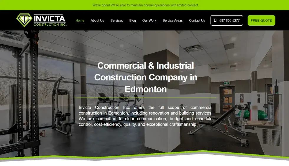 Invicta Construction website portfolio screenshot