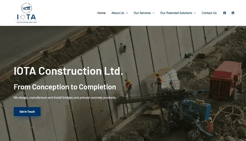 Iota Construction website portfolio screenshot