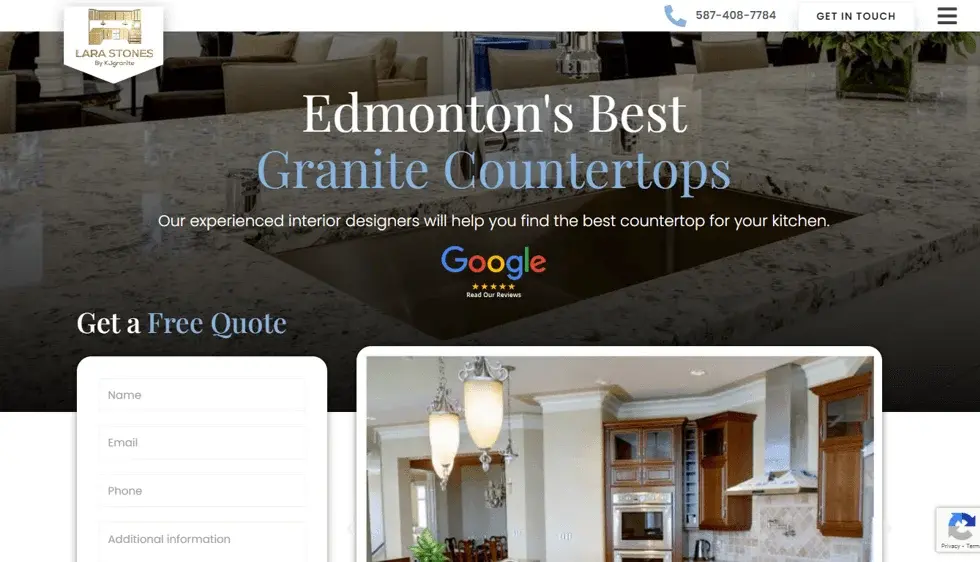 KJ Granite website portfolio screenshot