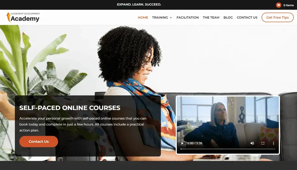 Leadership Development Academy website portfolio screenshot