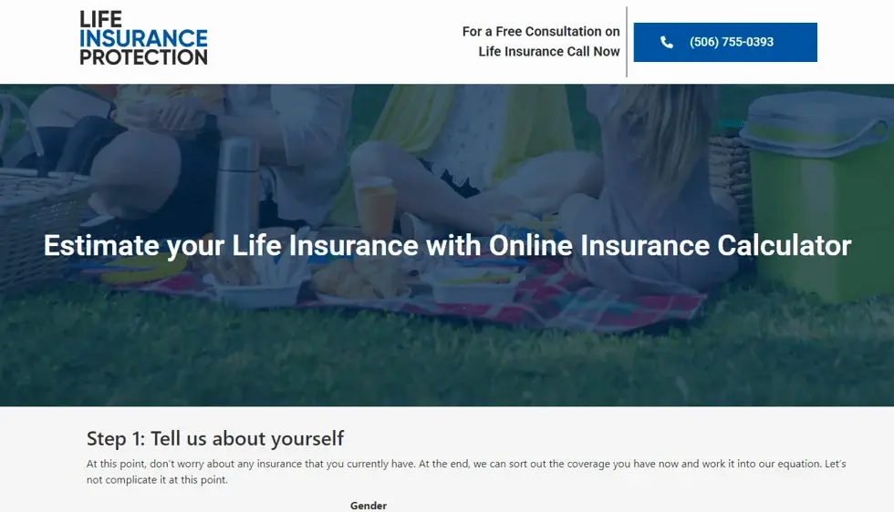 Life Insurance Protection website portfolio screenshot