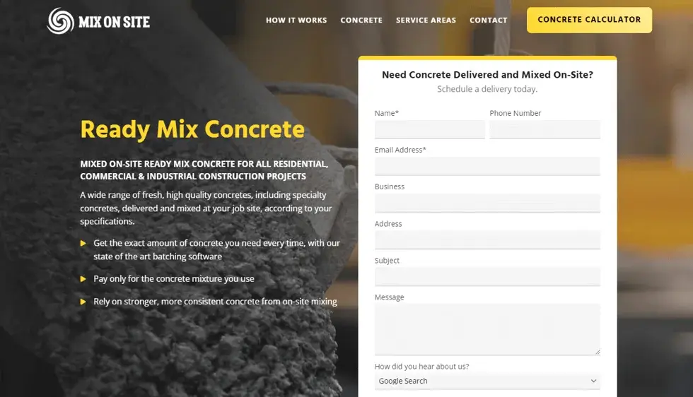 Mix On Site website portfolio screenshot