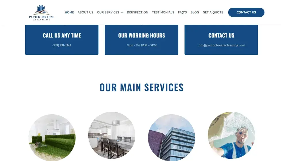 Pacific Breeze Cleaning website portfolio screenshot