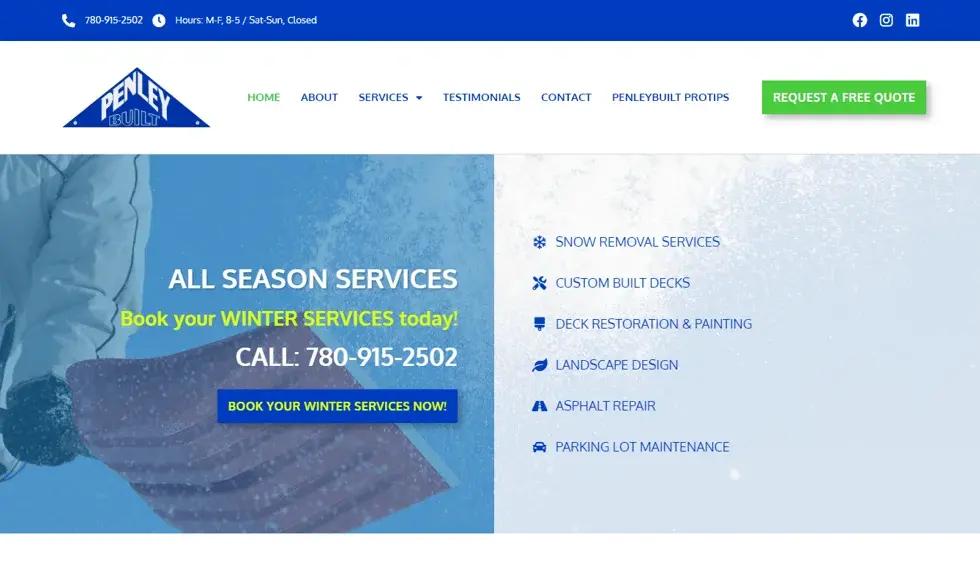 Penley Contracting website portfolio screenshot