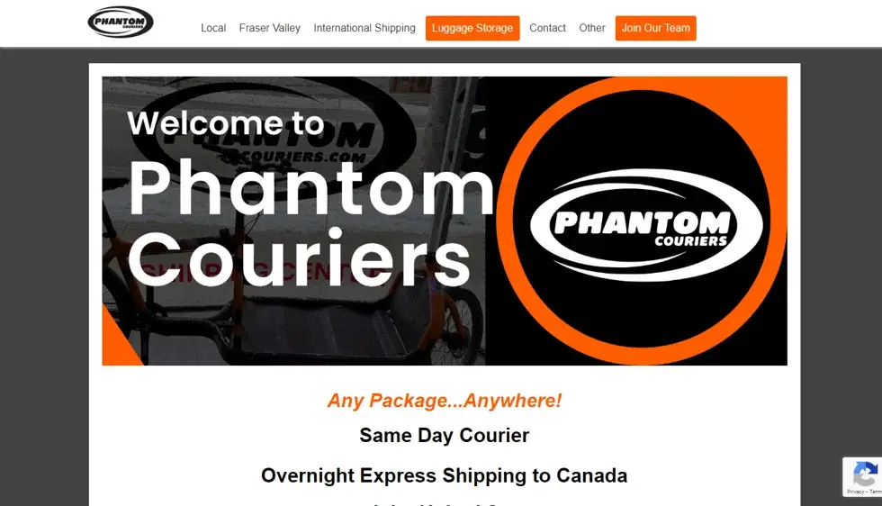 Phantom Couriers website portfolio screenshot