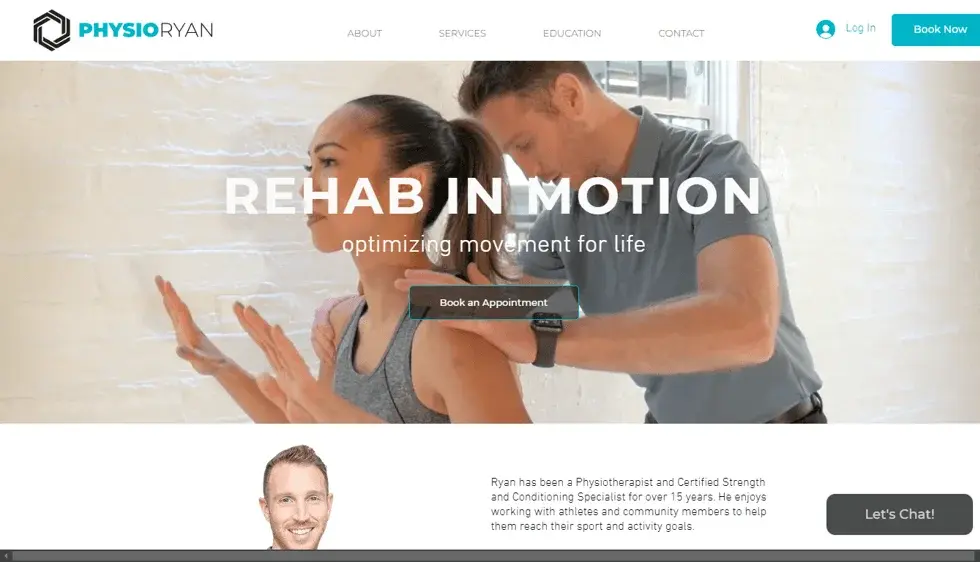 Physio Ryan website portfolio screenshot