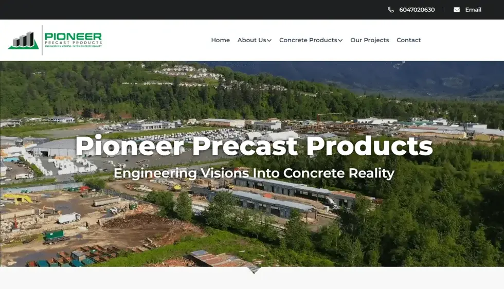 Pioneer Precast website portfolio screenshot