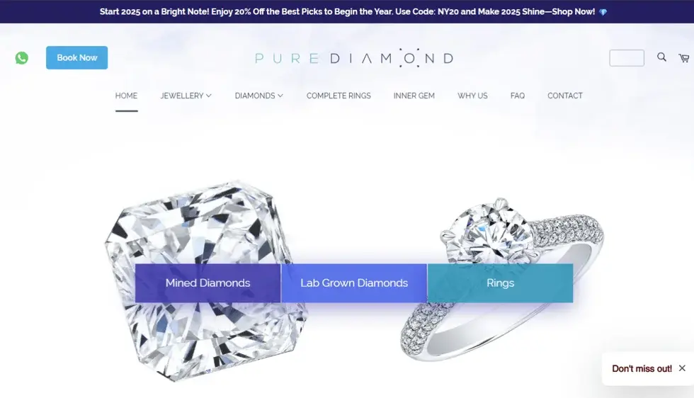 Pure Diamond website portfolio screenshot