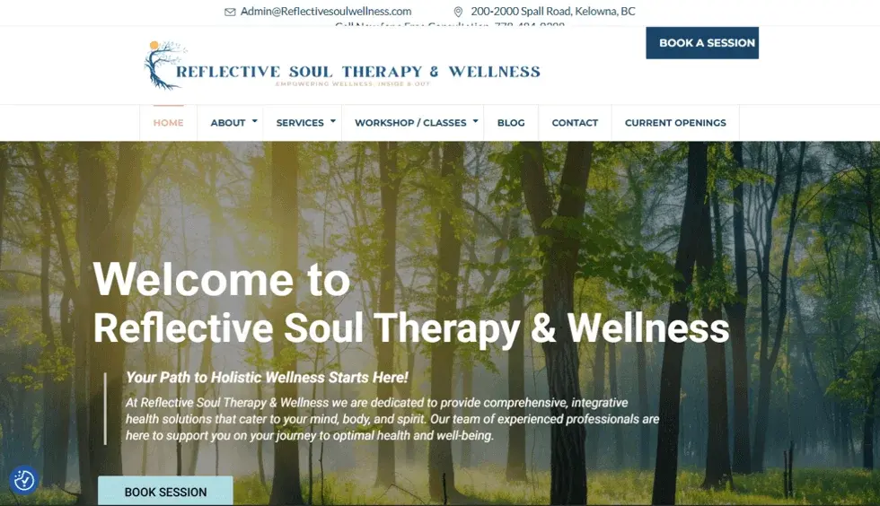 Reflective Soul Wellness website portfolio screenshot