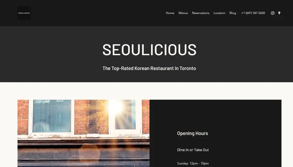 Seoulicious Toronto website portfolio screenshot
