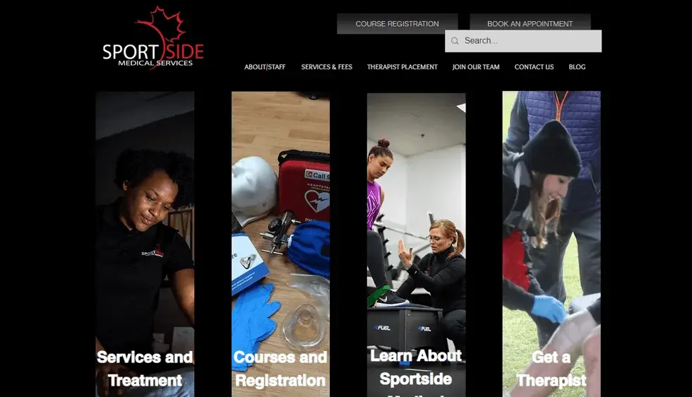 Sportside Medical website portfolio screenshot