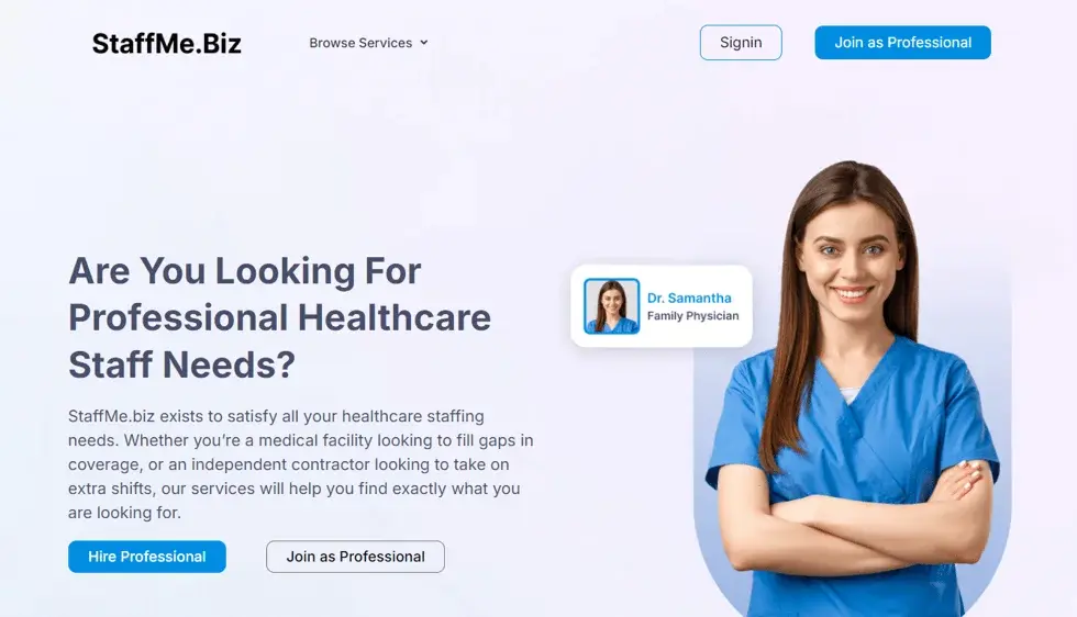 Staff Me public website portfolio preview