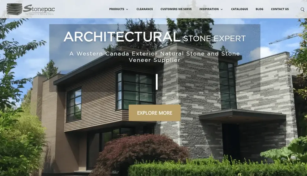 Stonepac website portfolio screenshot
