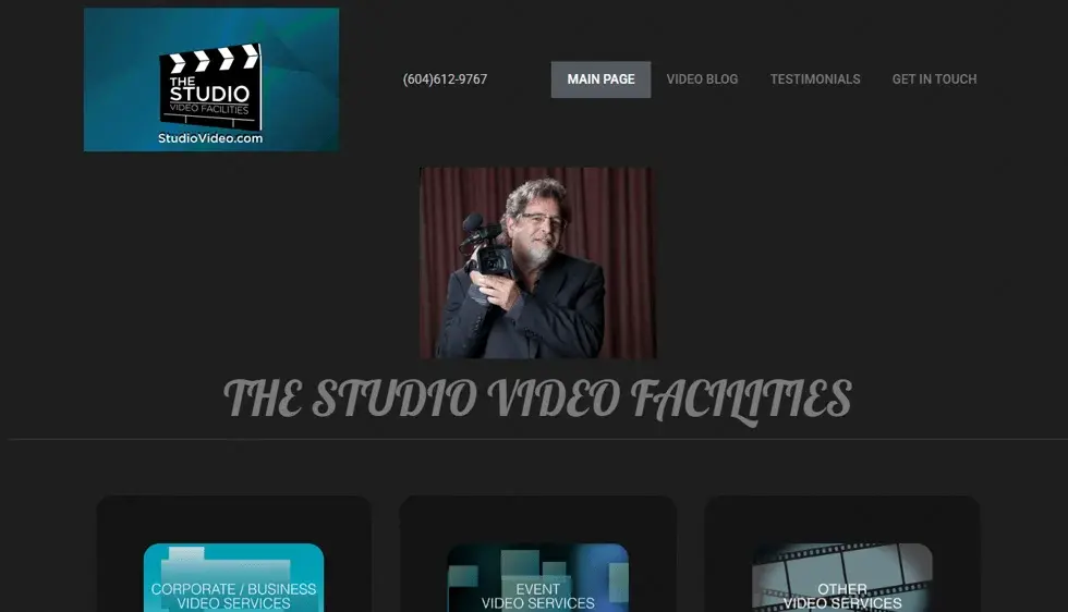 Studio Video website portfolio screenshot