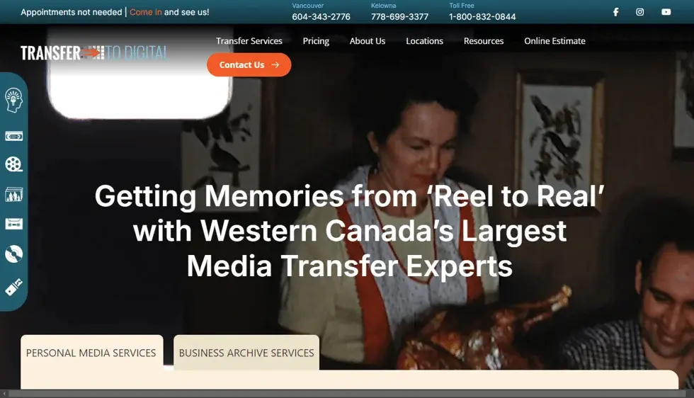 Transfer to Digital website portfolio screenshot