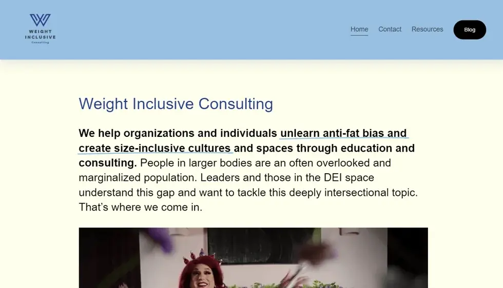 Weight Inclusive Consulting website portfolio screenshot